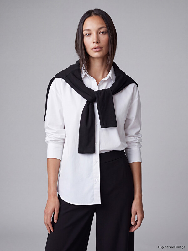 LCW Vision Këmishë poplin me prerje oversize për gra