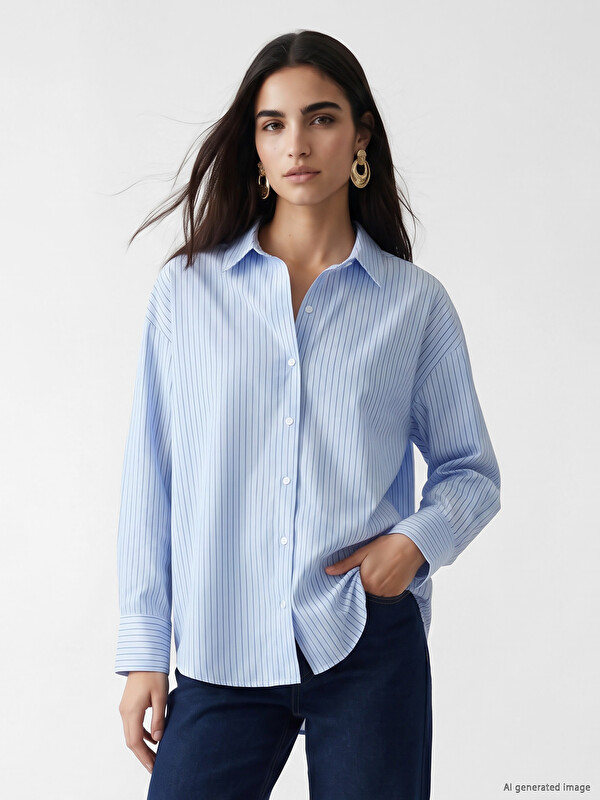 LCW Vision Woman Blue Shirt