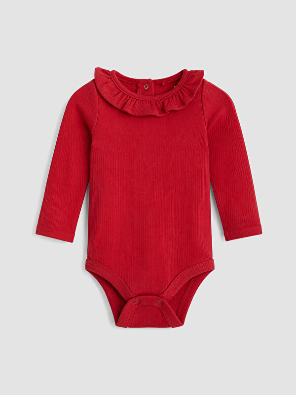LCW baby Body cu guler încrețit cu mânecă lungă pentru fetițe, închis cu capse
