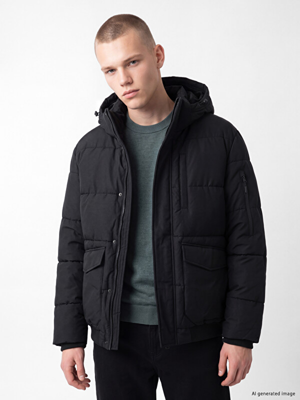 XSIDE Regular Fit Kapüşonlu Erkek Şişme Mont