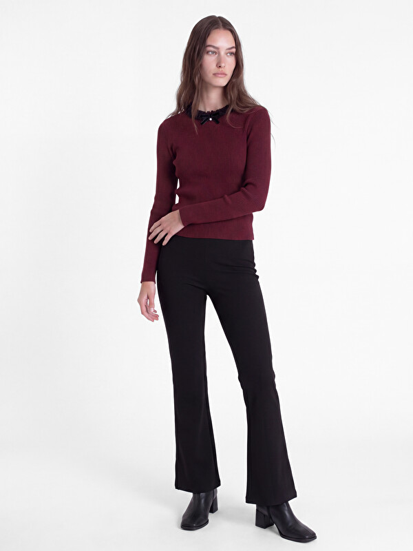 LCW Modest Elastic Waist Flare Women's Trousers