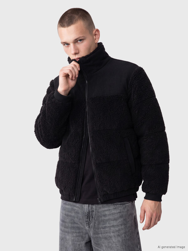 XSIDE Mann Schwarz Steppmantel