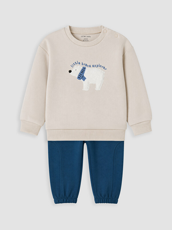 LCW baby Baby Boys' Embroidered Sweatshirt and Jogger Pants