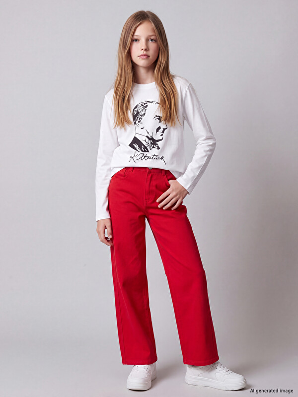 LCW Kids Pantaloni Wideleg Gabardină Fete