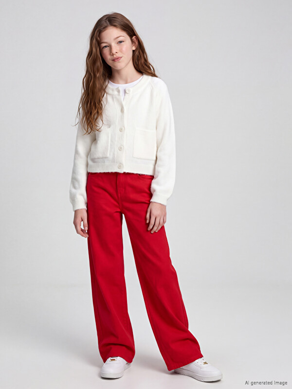 LCW Kids Wideleg Girls' Gabardine Trousers