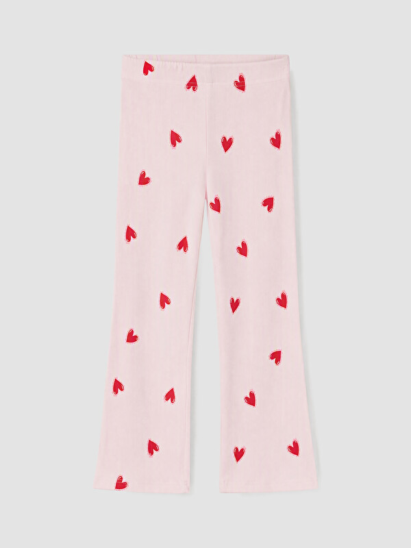 LCW Kids Heart Embroidered Girls' Flare Pyjamas Bottom