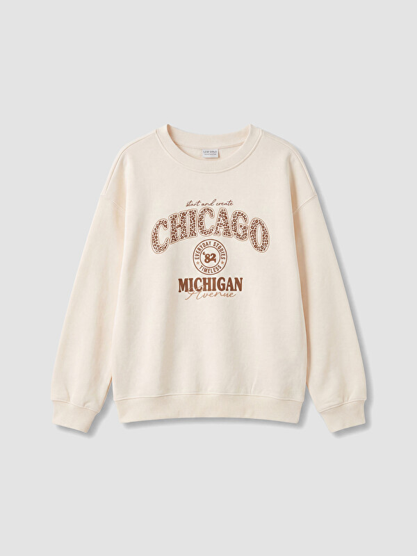 LCW Kids Chicago Printed Girls' Thick Sweatshirt
