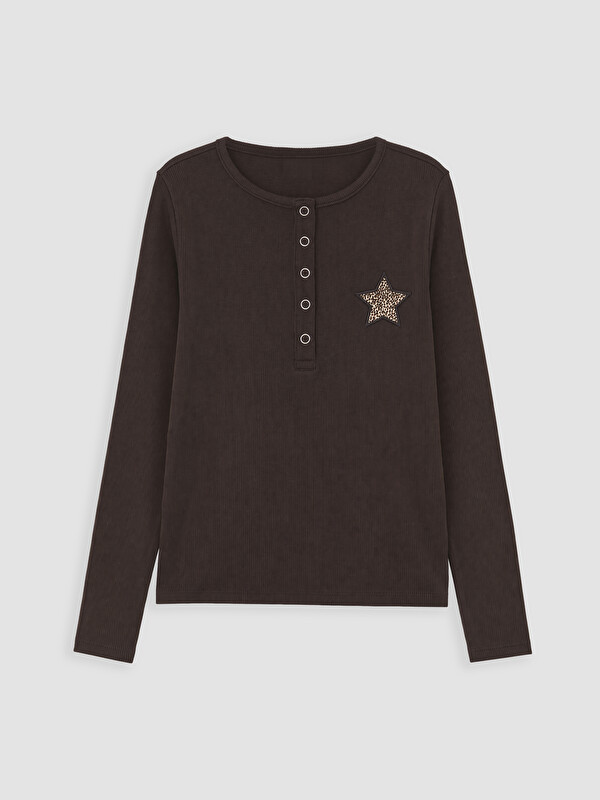 LCW Kids Tricou Slim cu Guler Rotund Brodat cu Stea pentru Fată