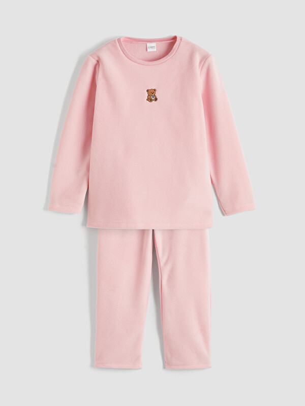 LCW Kids Ayı Nakışlı Kız Çocuk Polar Pijama Takım