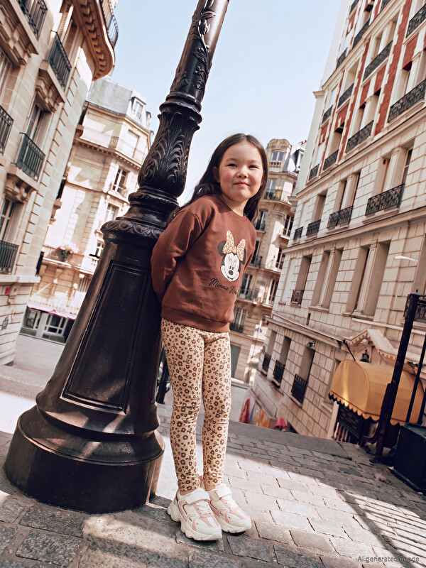 LCW Kids Minnie Mouse Printed Baby Girls' Sweatshirt And Leggings 2 Pack Set