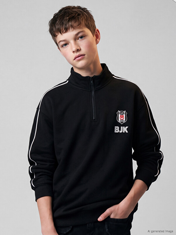 LCW Kids Beşiktaş Baskılı Erkek Çocuk Sweatshirt
