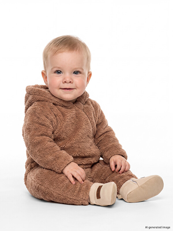 LCW baby Hooded Baby Boys' Plush Jumpsuit