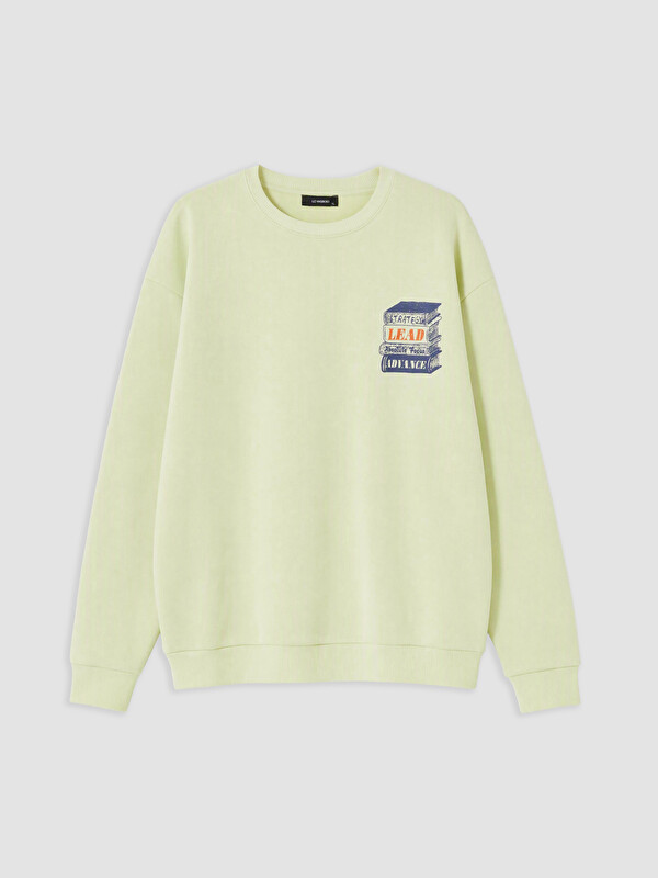 LC WAIKIKI Bisiklet Yaka Baskılı Erkek Sweatshirt