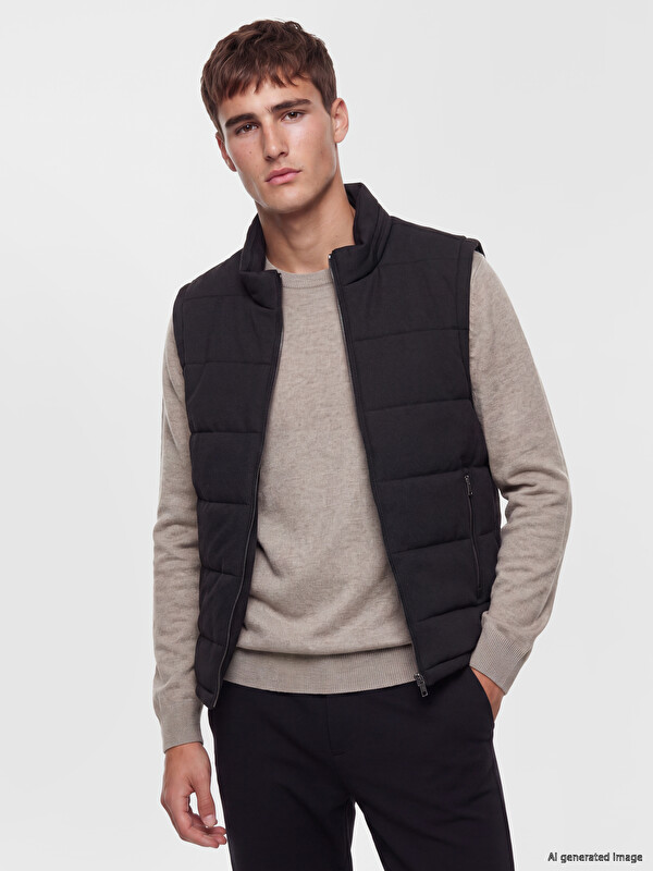 LCW Vision Мужской дутый жилет Slim Fit с воротником-стойкой