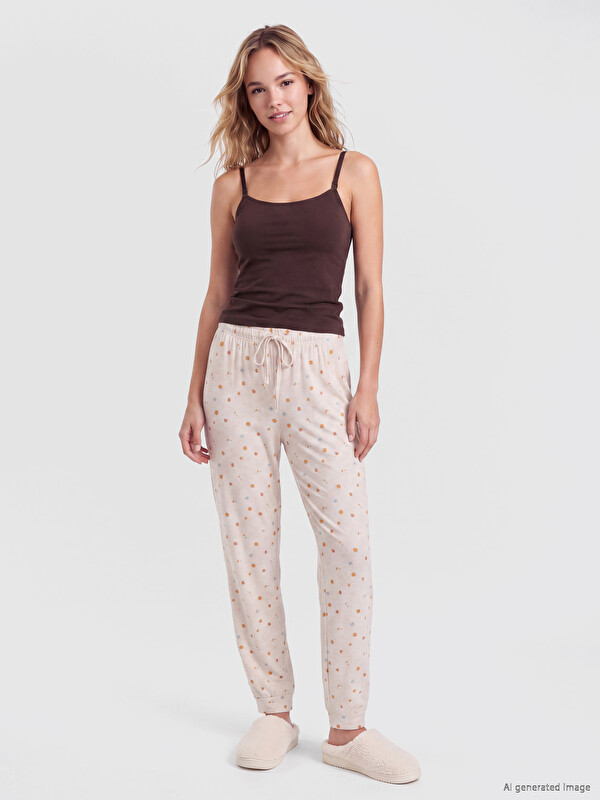 LCW DREAM Beli Lastikli Baskılı Kadın Pijama Altı