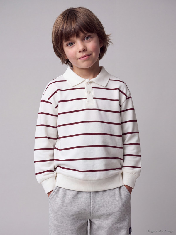 LCW Kids Polo Collar Striped Boys' Sweatshirt