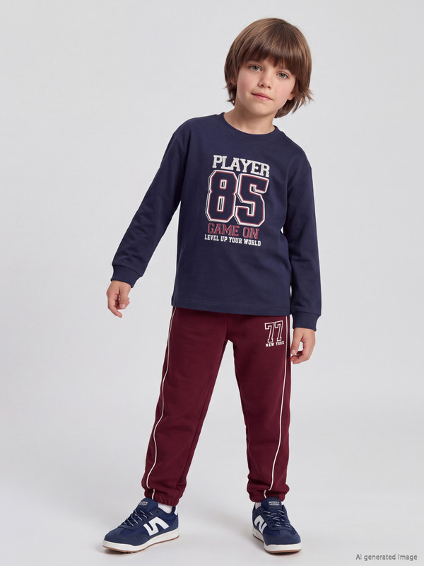 LCW Kids NYC Printed Boys' Thick Jogger Sweatpants