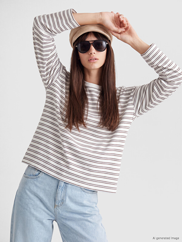 XSIDE Crew Neck Striped Women's T-shirt