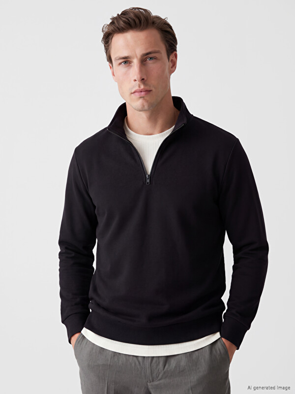 LCWAIKIKI Classic Man Black Sweatshirt