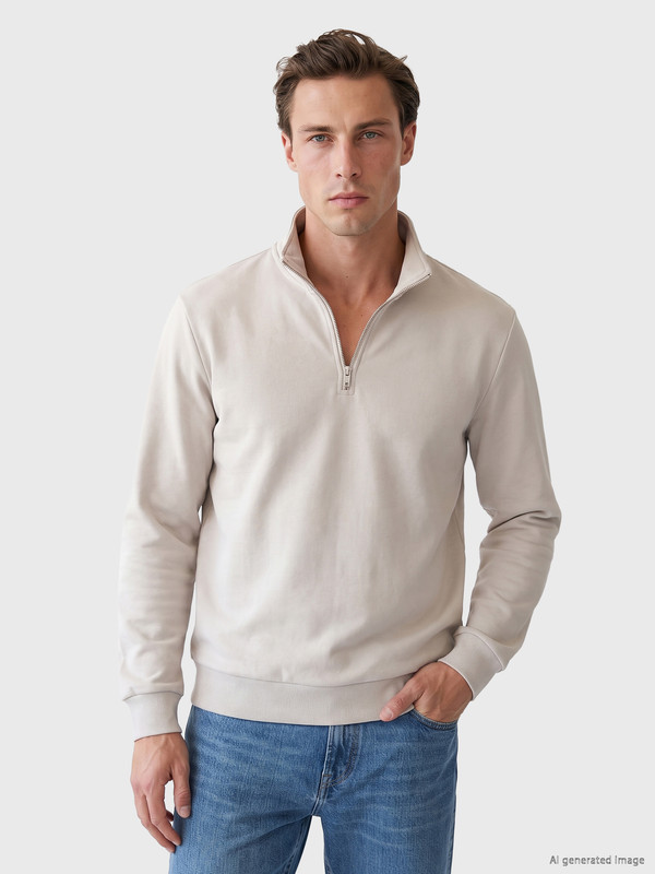 LCWAIKIKI Classic Mock Neck Men's Thick Sweatshirt