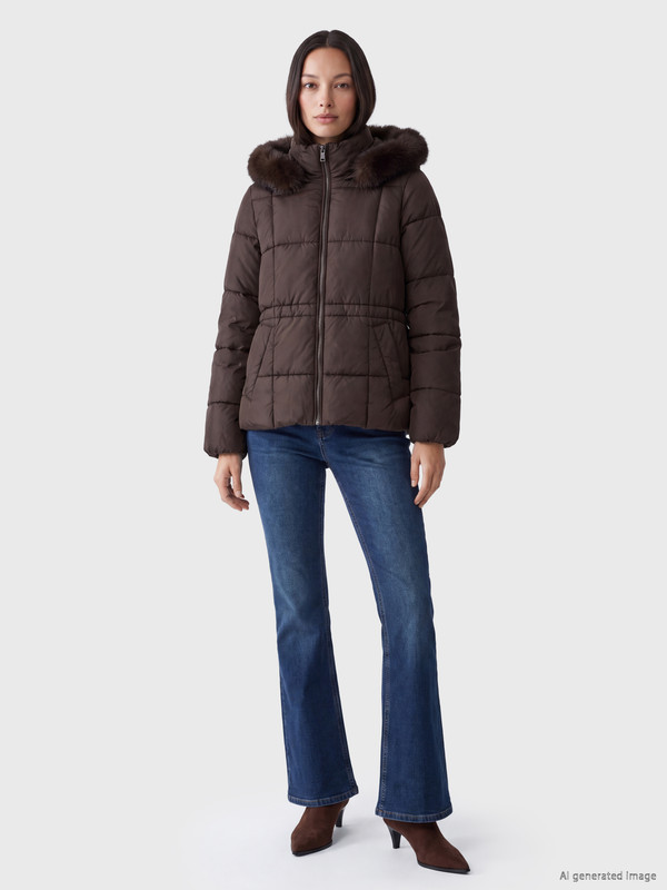 LCW EVERYDAY Kürk Kapüşonlu Oversize Kadın Şişme Mont