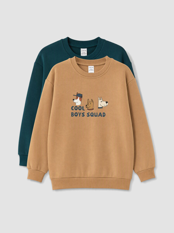 LCW Kids 2'li Baskılı Erkek Çocuk Kalın Sweatshirt