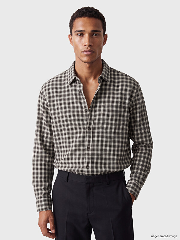 LCW Vision Standard Fit Plaid Gabardine Men's Shirt