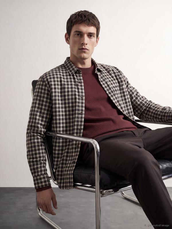 LCW Vision Standard Fit Plaid Gabardine Men's Shirt