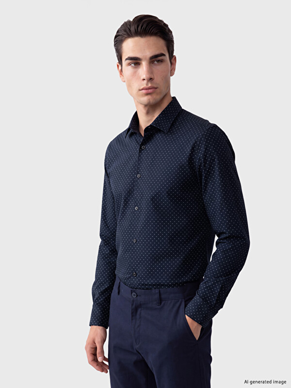 LCW BUSINESS Slim Fit štampana muška košulja od keper materijala