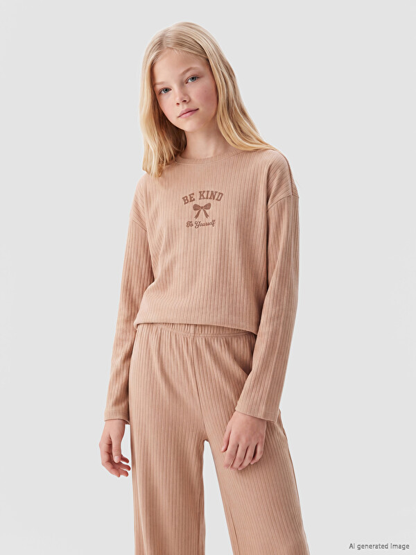 LCW Kids Crew Neck Girls' Pyjamas Set