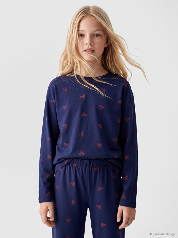 LCW Kids Desenli Kız Çocuk Pijama Takımı