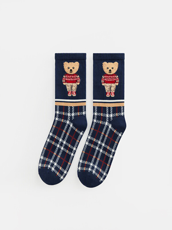 LCW DREAM Женски чорапи до глужд со печатен дезен Bear Teddy