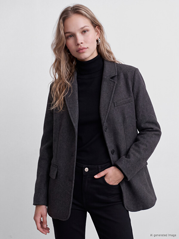 LCW Vision Loose Fit Kadın Kaşe Ceket