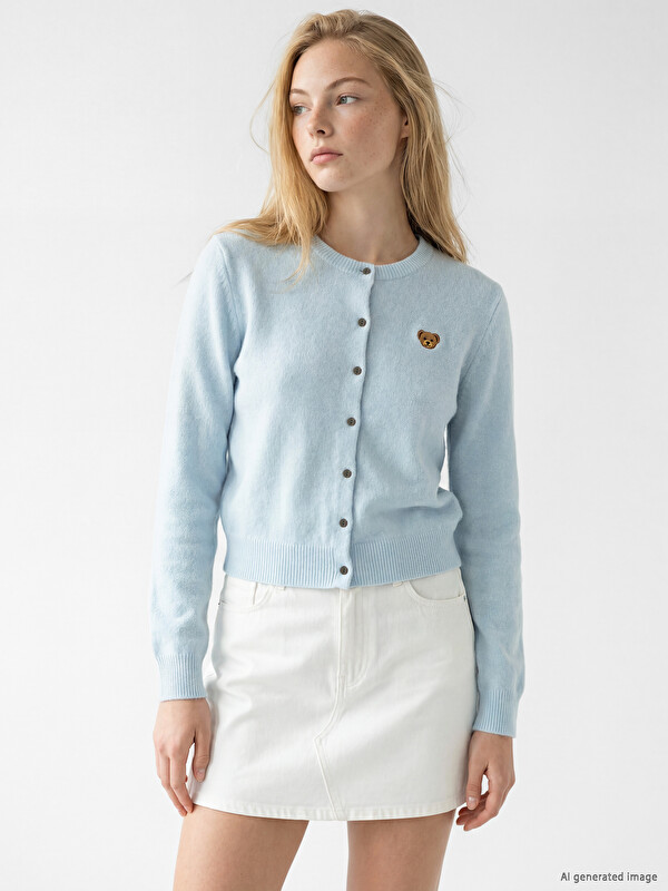 XSIDE Crew Neck Embroidered Women's Knitwear Cardigan