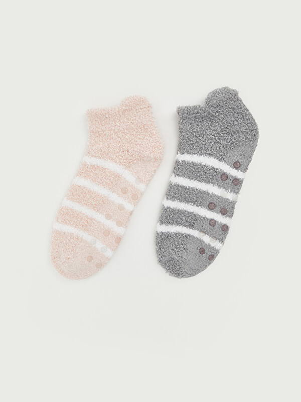 LCW DREAM Striped Non-slip Sole Women's Home Sock 2 Pack