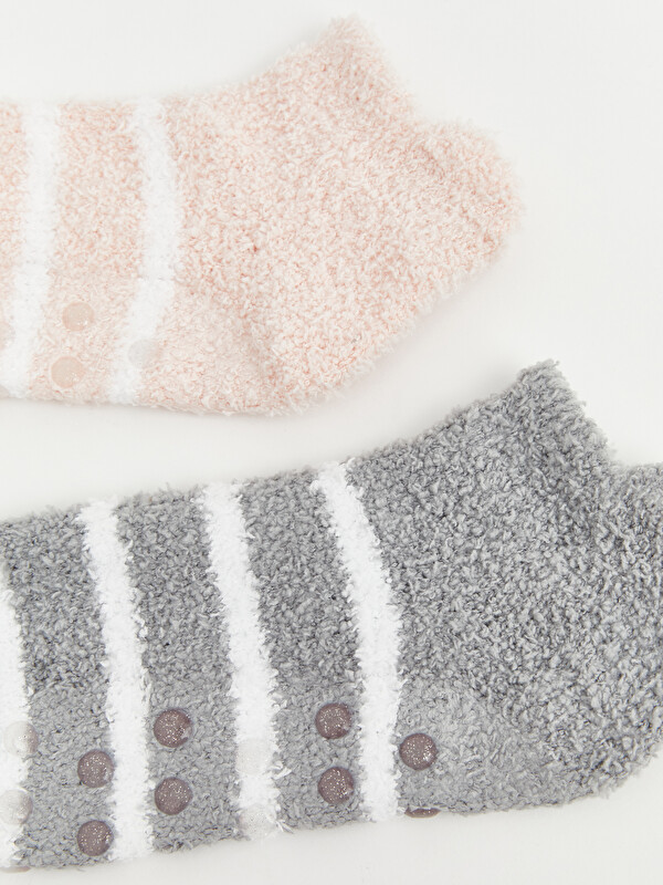 LCW DREAM Striped Non-slip Sole Women's Home Sock 2 Pack