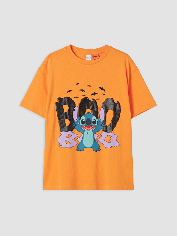 LCW Kids Crew Neck Lilo & Stitch Printed Girls' T-Shirt
