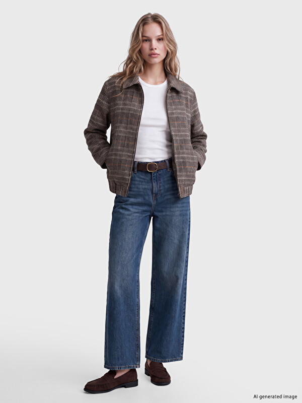 LCW Jeans Beli Kemerli Wideleg Kadın Jean Pantolon
