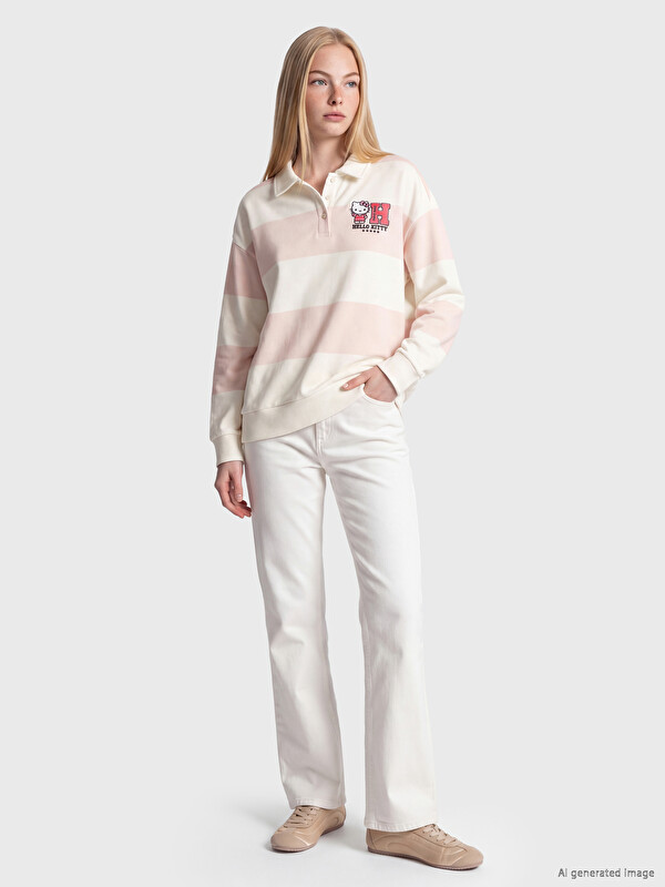 XSIDE Hello Kitty Printed Women's Striped Sweatshirt