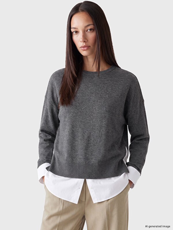 LCW EVERYDAY Crew Neck Shirt Look Women's Sweatshirt