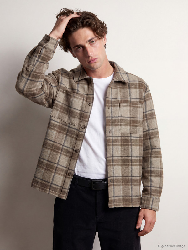 LCW Vision Regular Fit Plaid Men's Lumberjack Shirt Jacket