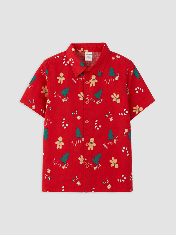 LCW Kids Short Sleeve Printed Poplin Boys' Shirt