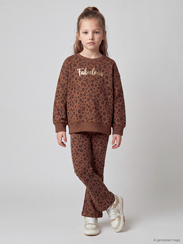 LCW Kids Set Guler Rotund Imprimat de Fete