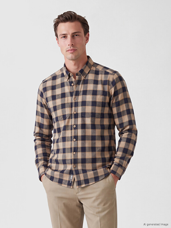 LCWAIKIKI Classic Regular Fit Plaid Twill Men's Shirt