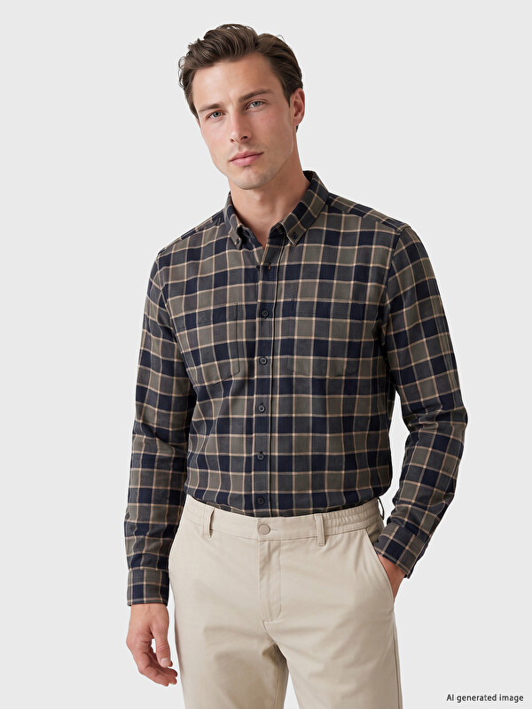 LCWAIKIKI Classic Regular Fit Plaid Twill Men's Shirt