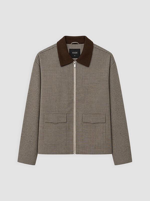 XSIDE Velvet Shirt Collar Plaid Women's Jacket