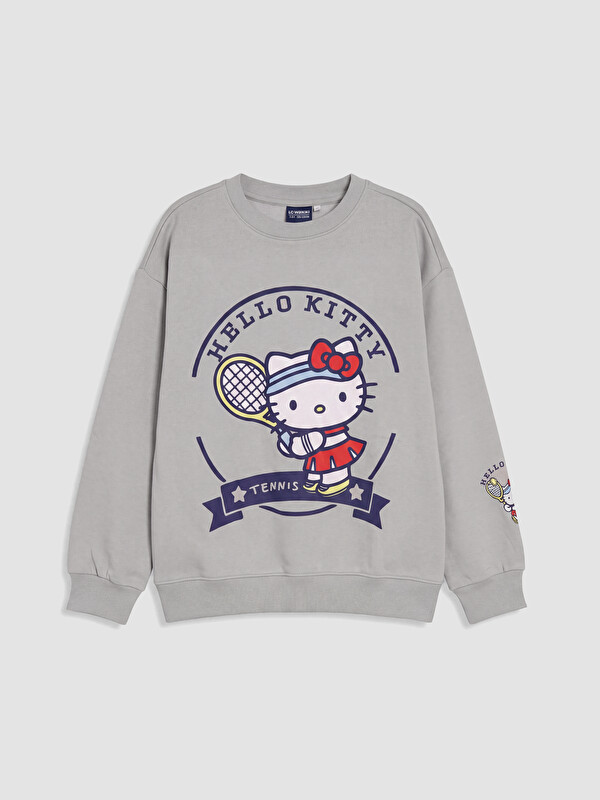 LCW Kids Bisiklet Yaka Hello Kitty Baskılı Kız Çocuk Sweatshirt