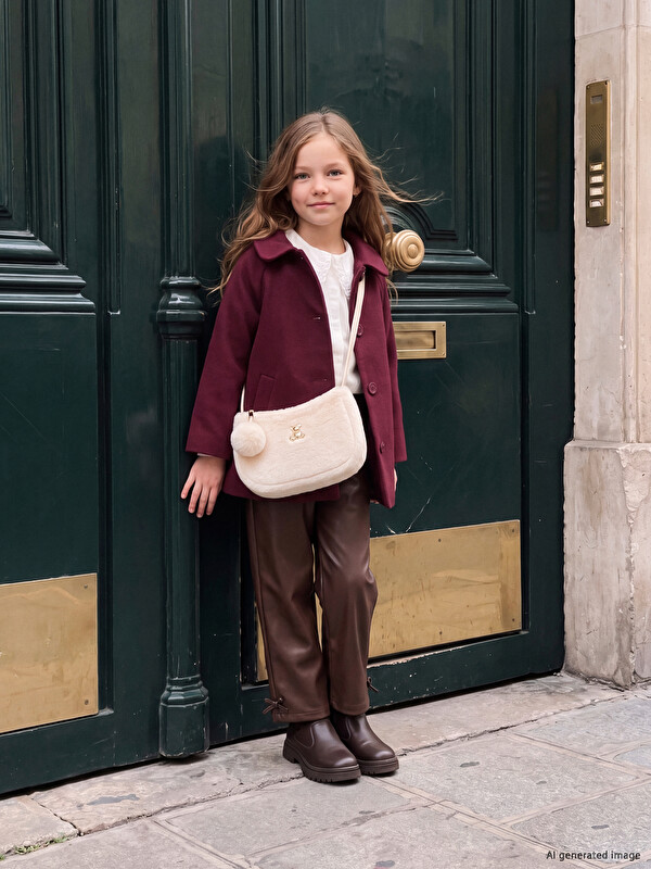LCW Kids Regular Fit Kız Çocuk Deri Görünümlü Pantolon
