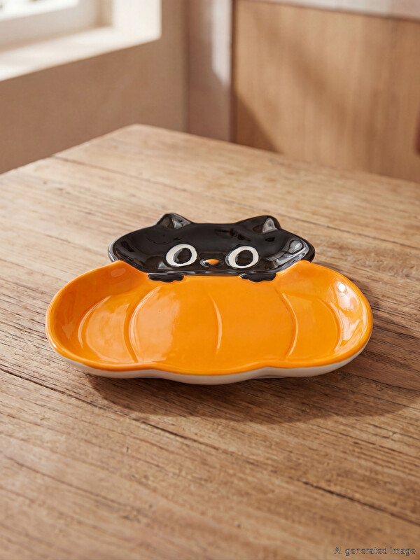 LCW HOME Kedi Figürlü Dekoratif Seramik Tabak 16,5 Cm
