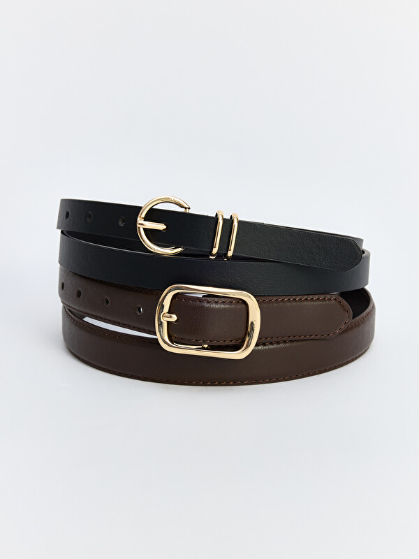 LCW ACCESSORIES Искусственная кожа Женский Ремень 2 упаковки